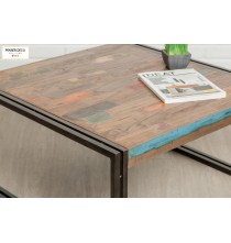 Table basse plateau Teck recyclé 80x80 cm, Delorm