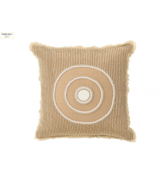 Coussin Ibiza Coton 50x50 cm, Beige