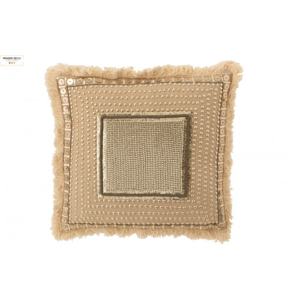 Coussin Bord Ibiza Coton 45x45cm, Beige